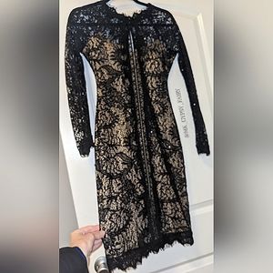 Sequin Hearts Black Lace Long Sleeve Bodycon Mini Dress